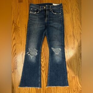 Rag & Bone crop flare ripped jeans
